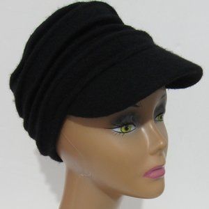 Newsboy Beret Cap Women's Hat Black Soft Wool Winter Stretch One Size